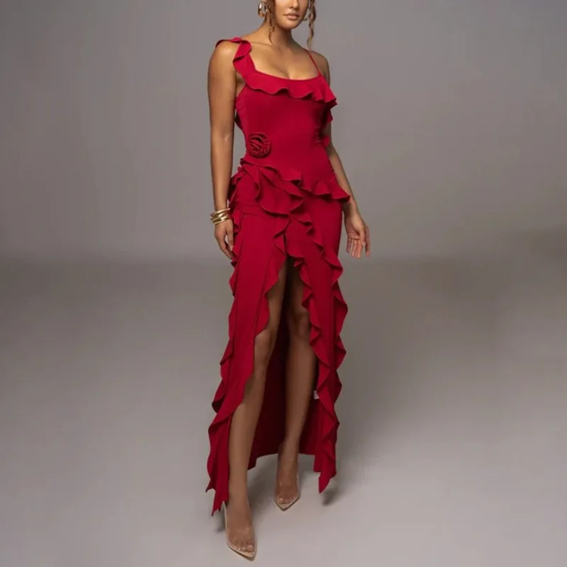 Aida - Vestido largo con volantes