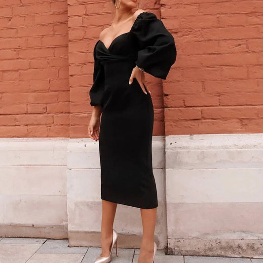 Almudena - Vestido ajustado con mangas de linterna