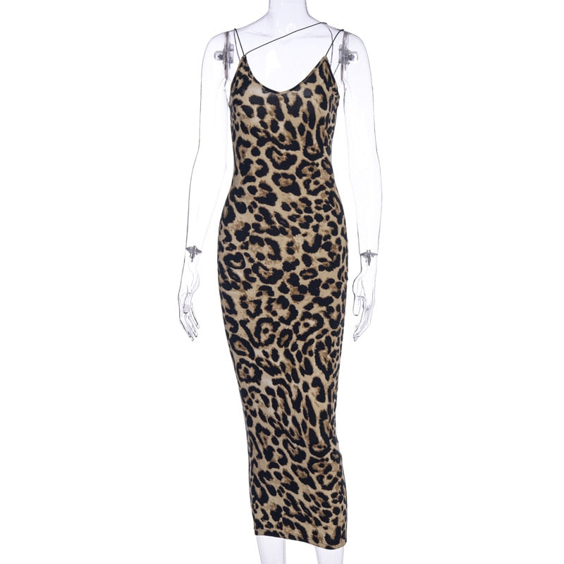 Rihanna - Vestido midi con estampado de leopardo