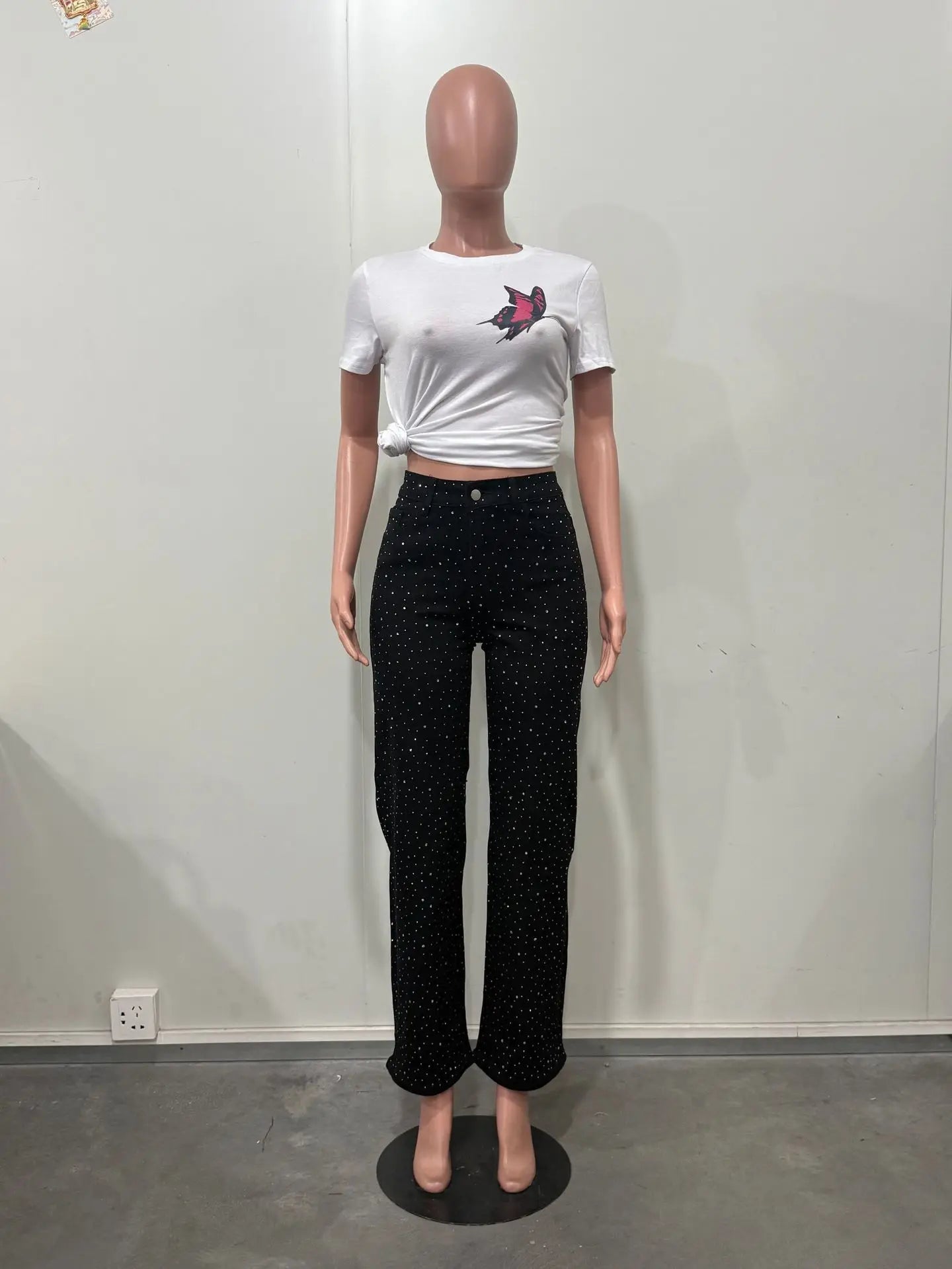 Lisa - Vaqueros de denim con pedrería para mujer