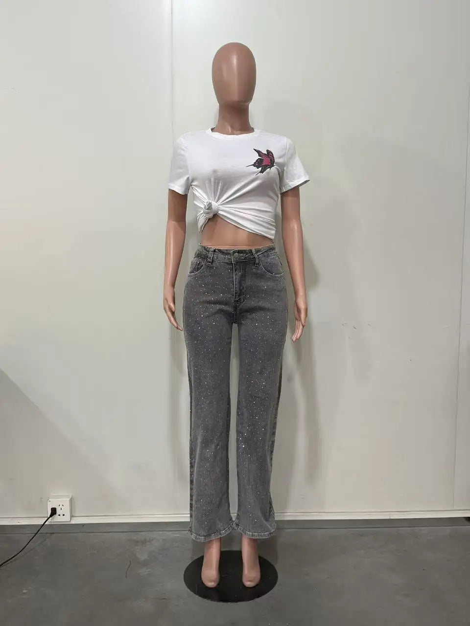 Lisa - Vaqueros de denim con pedrería para mujer