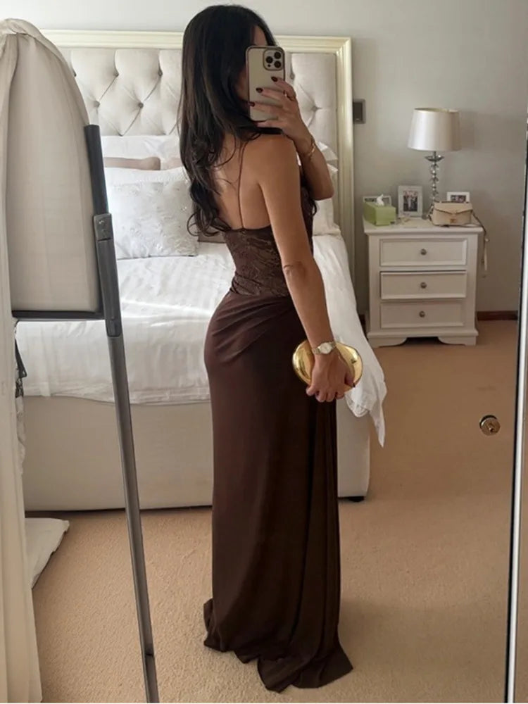 Isabella - Vestido largo de encaje con un solo hombro