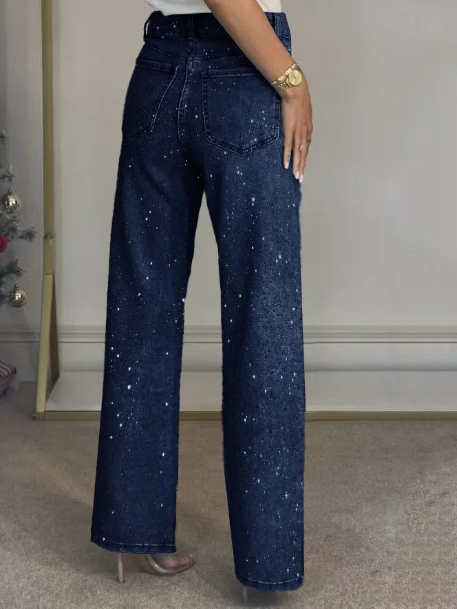 Lisa - Vaqueros de denim con pedrería para mujer