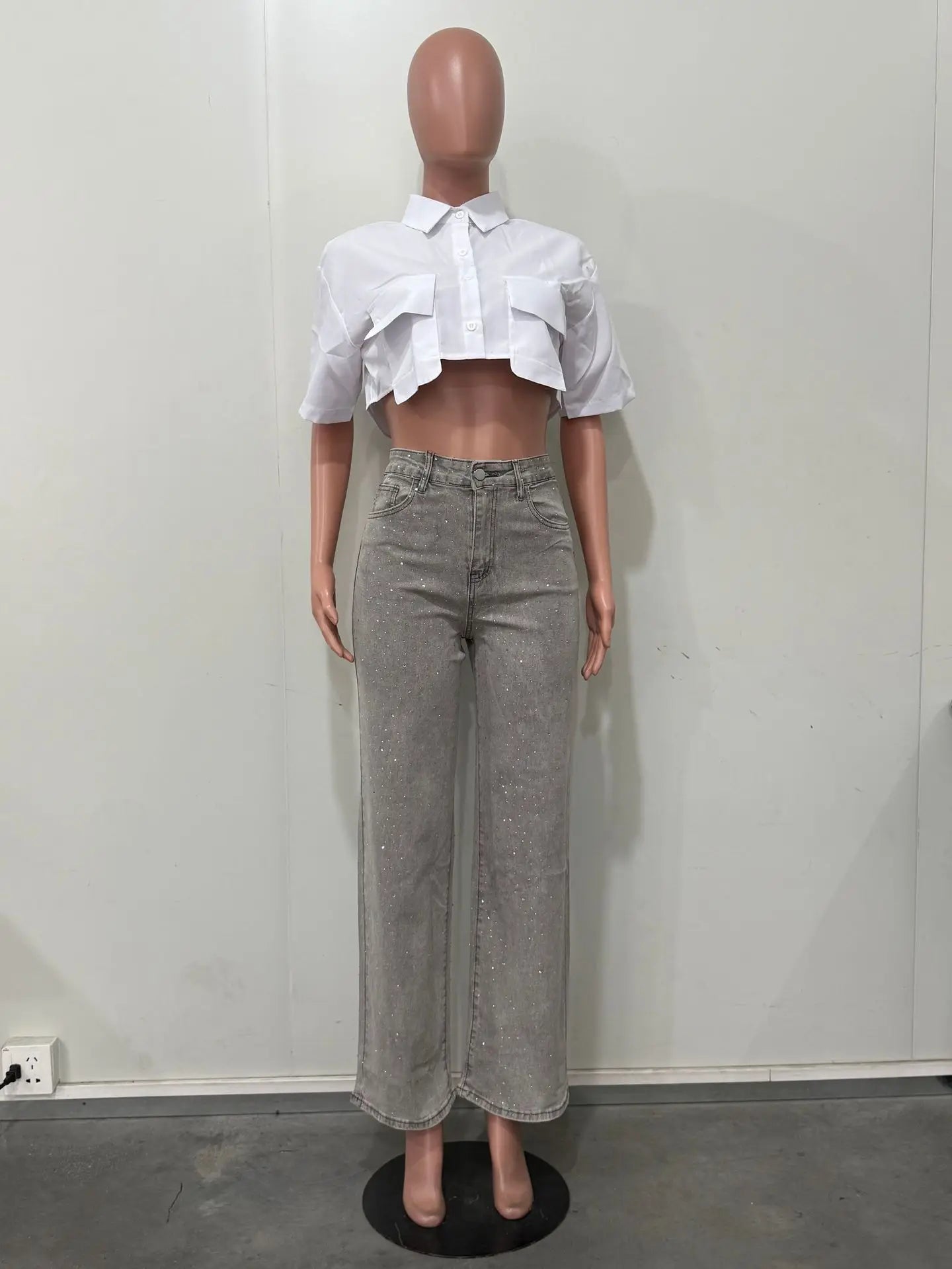 Lisa - Vaqueros de denim con pedrería para mujer
