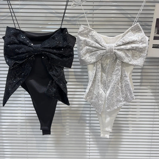 Davinia - Top con lazo grande y lentejuelas