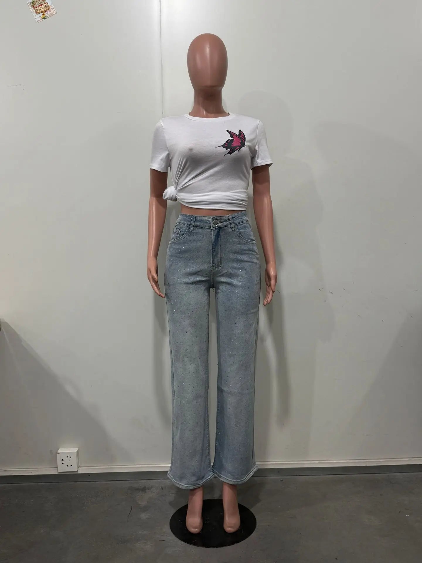 Lisa - Vaqueros de denim con pedrería para mujer