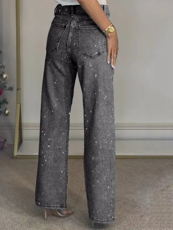 Lisa - Vaqueros de denim con pedrería para mujer