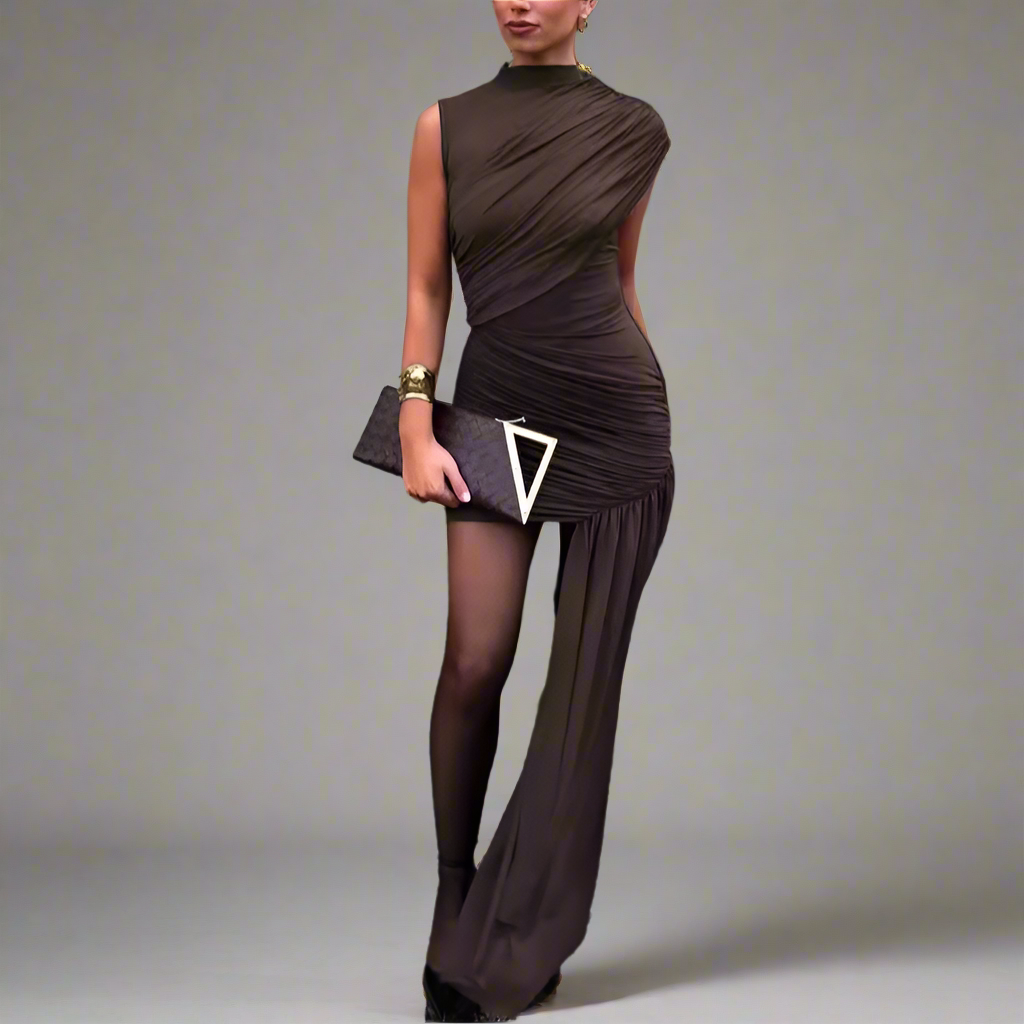 Melania - Minivestido fruncido irregular