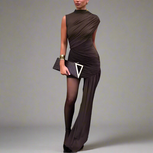 Melania - Minivestido fruncido irregular