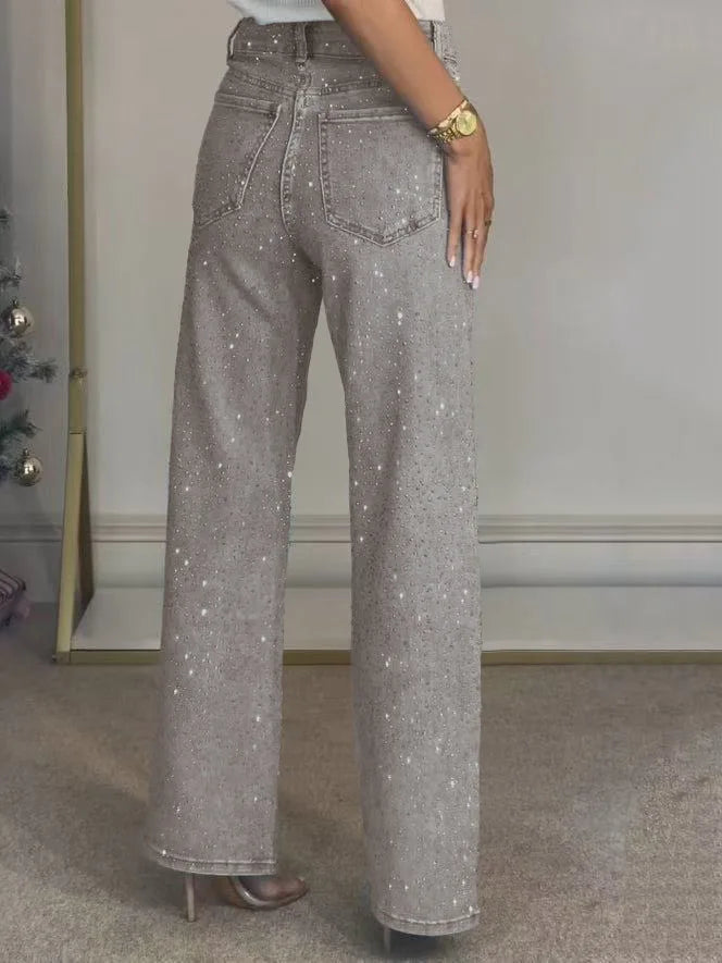 Lisa - Vaqueros de denim con pedrería para mujer